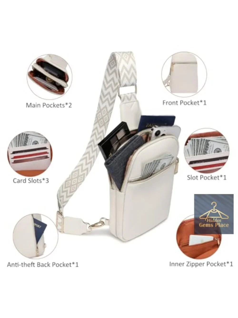 Anti Theft RFID Sling Bag Vegan Leather Crossbody Belt Purse